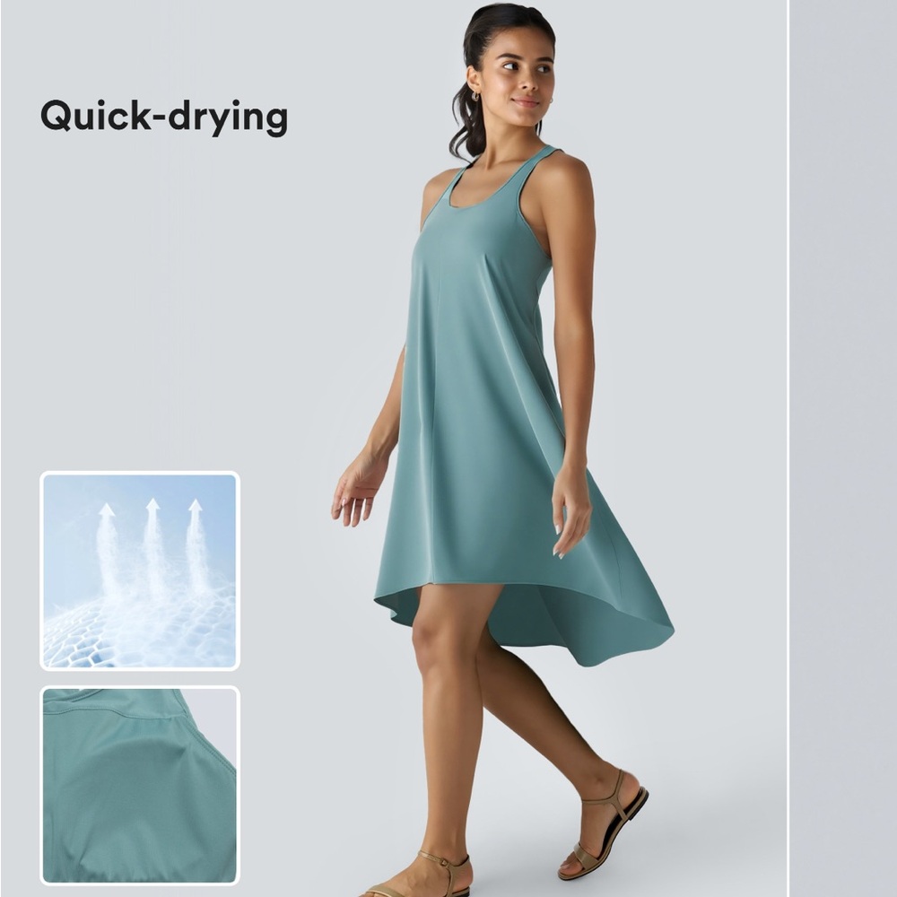HALARA Stone Blue High Low Dress